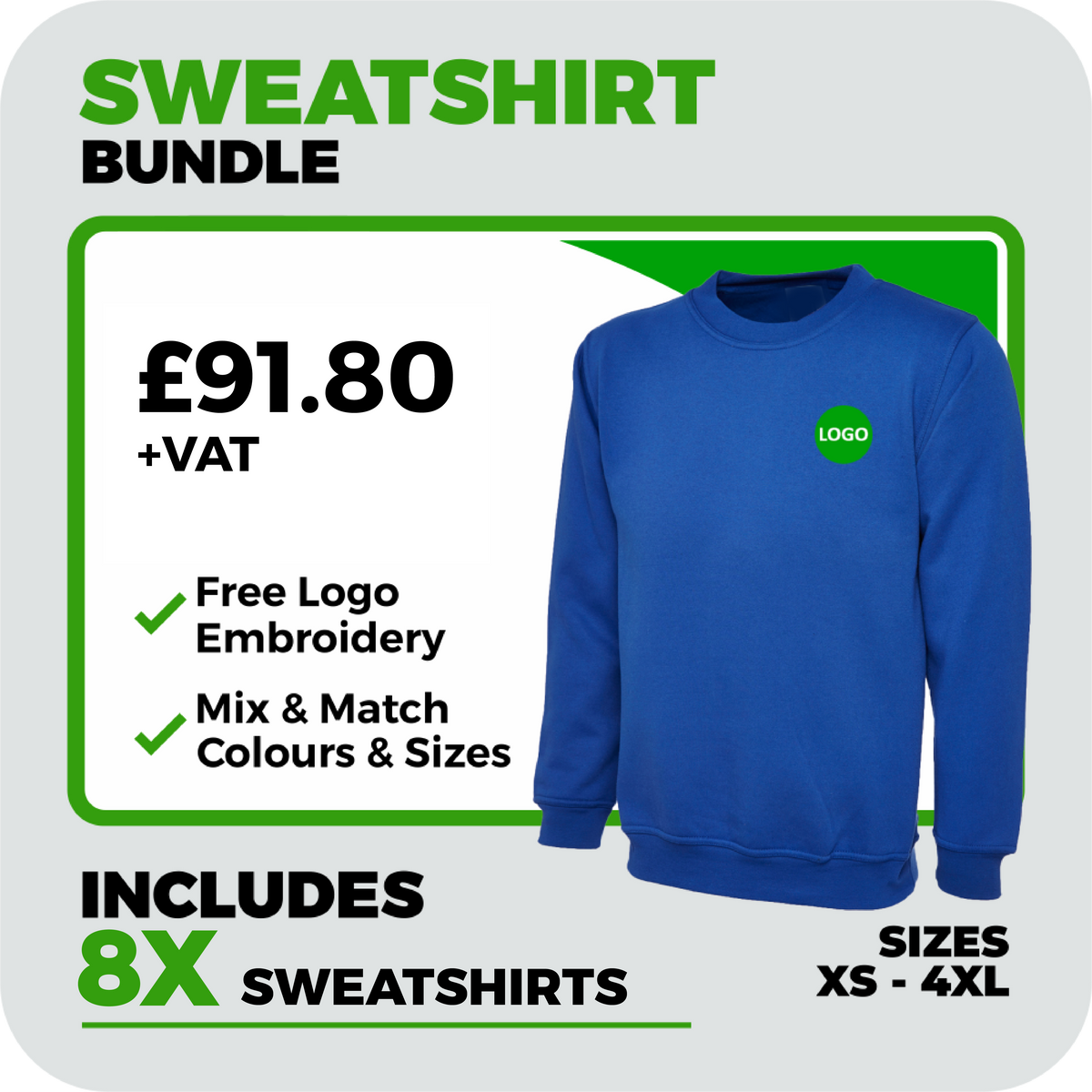 Embroidered Sweatshirts for Work – Bundle x8
