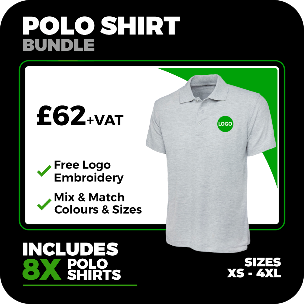 Embroidered Workwear Polo Shirts – Bundle x8